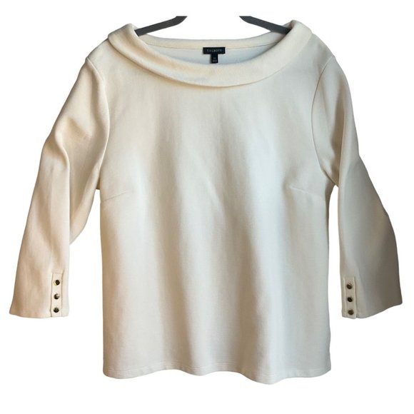 Talbots Tops - Talbots Women’s Sz.XL Ribbed Portrait Collar Top Blouse Cream cotton Blend